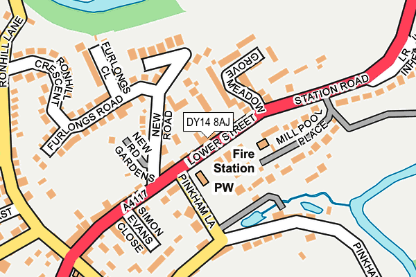 DY14 8AJ map - OS OpenMap – Local (Ordnance Survey)