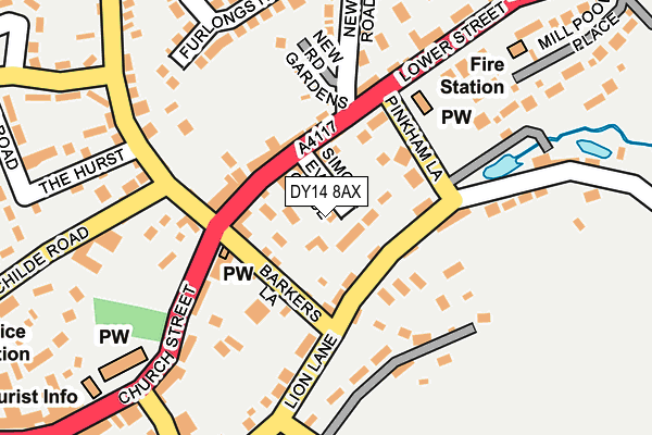DY14 8AX map - OS OpenMap – Local (Ordnance Survey)