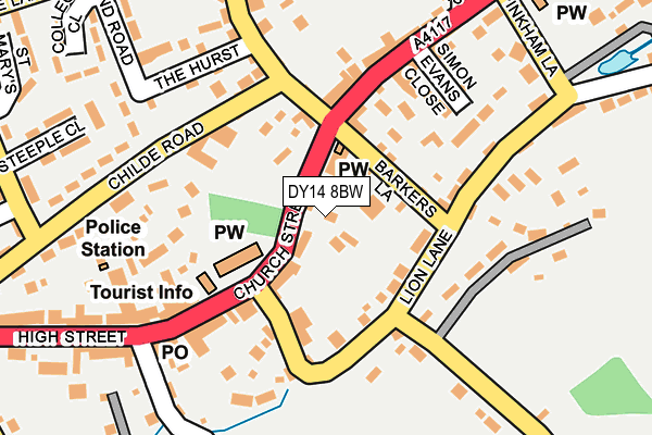 DY14 8BW map - OS OpenMap – Local (Ordnance Survey)