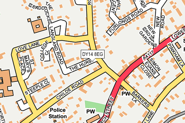 DY14 8EG map - OS OpenMap – Local (Ordnance Survey)