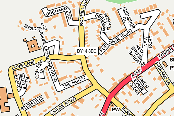 DY14 8EQ map - OS OpenMap – Local (Ordnance Survey)