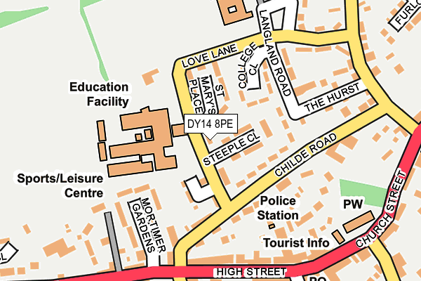 DY14 8PE map - OS OpenMap – Local (Ordnance Survey)