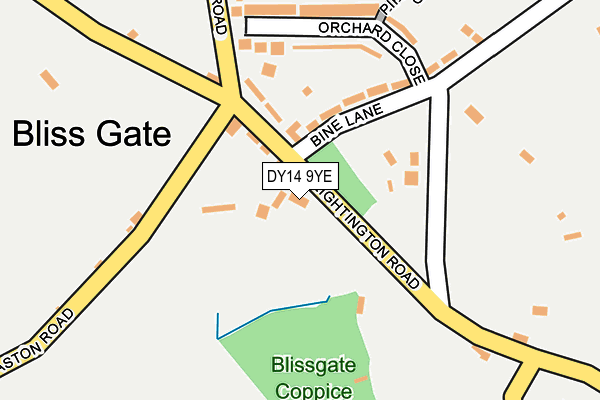 DY14 9YE map - OS OpenMap – Local (Ordnance Survey)