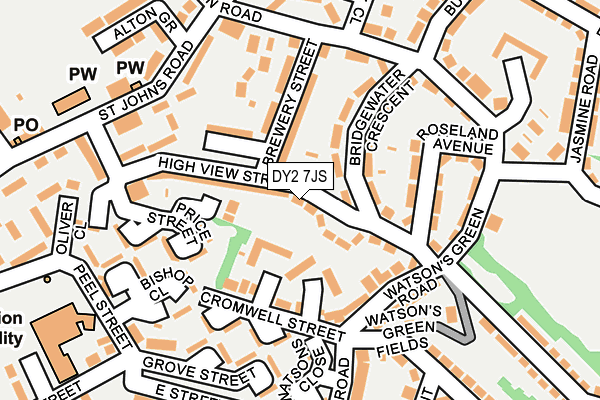 DY2 7JS map - OS OpenMap – Local (Ordnance Survey)