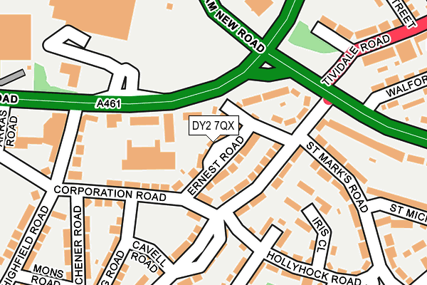 DY2 7QX map - OS OpenMap – Local (Ordnance Survey)
