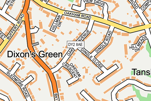 DY2 8AE map - OS OpenMap – Local (Ordnance Survey)