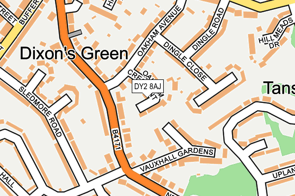 DY2 8AJ map - OS OpenMap – Local (Ordnance Survey)