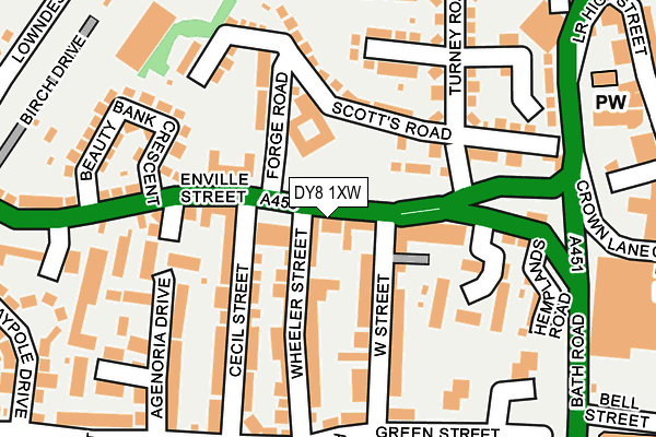 DY8 1XW map - OS OpenMap – Local (Ordnance Survey)
