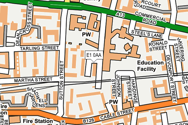 E1 0AA map - OS OpenMap – Local (Ordnance Survey)