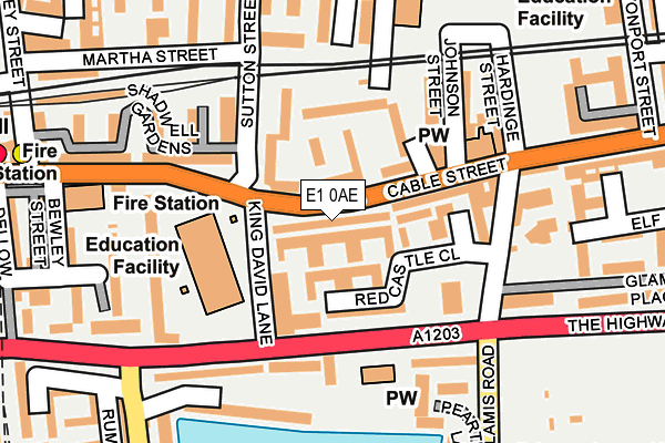 E1 0AE map - OS OpenMap – Local (Ordnance Survey)