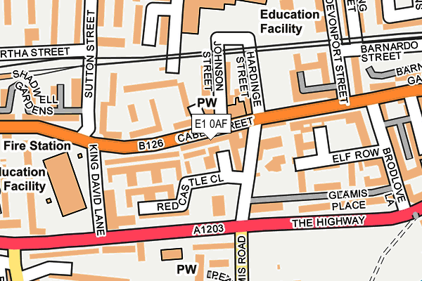 E1 0AF map - OS OpenMap – Local (Ordnance Survey)