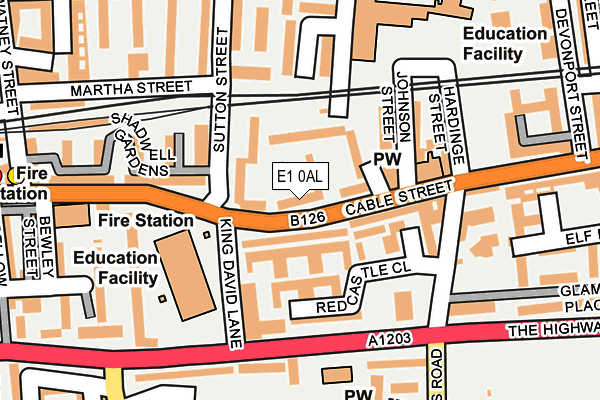 E1 0AL map - OS OpenMap – Local (Ordnance Survey)