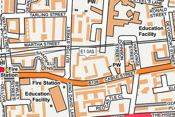 E1 0AS map - OS OpenMap – Local (Ordnance Survey)