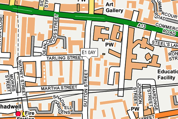 E1 0AY map - OS OpenMap – Local (Ordnance Survey)