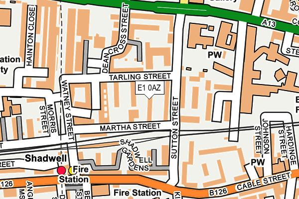 E1 0AZ map - OS OpenMap – Local (Ordnance Survey)