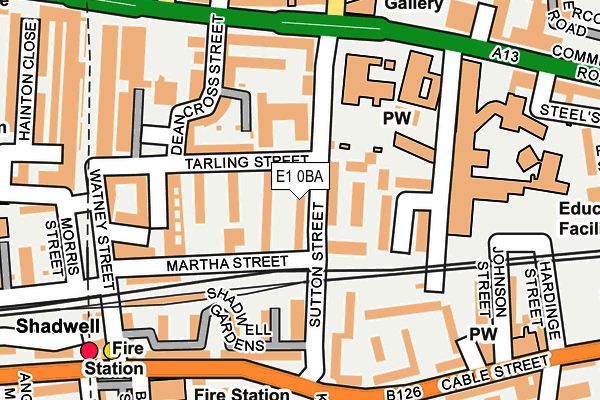 E1 0BA map - OS OpenMap – Local (Ordnance Survey)