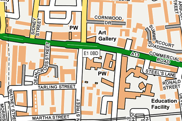 E1 0BD map - OS OpenMap – Local (Ordnance Survey)