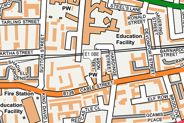 E1 0BE map - OS OpenMap – Local (Ordnance Survey)