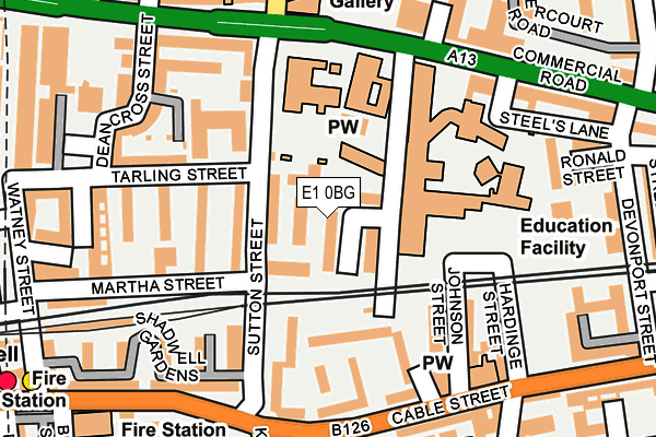 E1 0BG map - OS OpenMap – Local (Ordnance Survey)