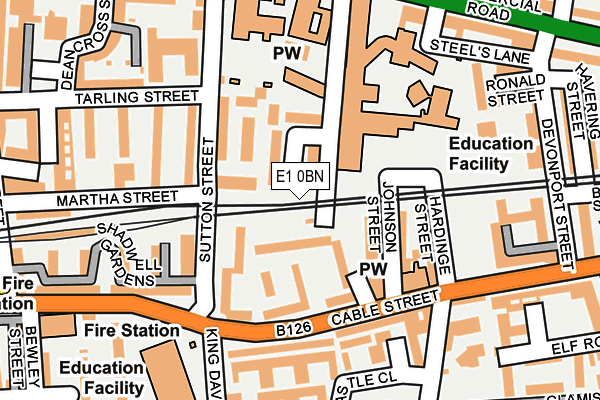 E1 0BN map - OS OpenMap – Local (Ordnance Survey)