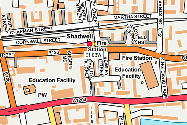 E1 0BW map - OS OpenMap – Local (Ordnance Survey)