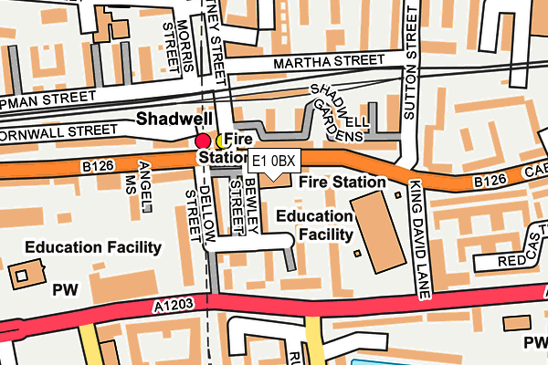 E1 0BX map - OS OpenMap – Local (Ordnance Survey)