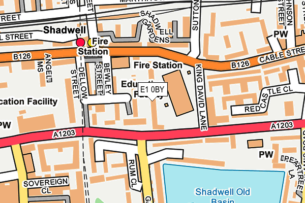 E1 0BY map - OS OpenMap – Local (Ordnance Survey)