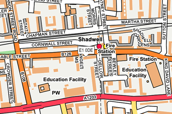 E1 0DE map - OS OpenMap – Local (Ordnance Survey)