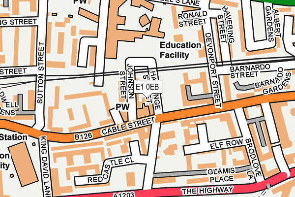 E1 0EB map - OS OpenMap – Local (Ordnance Survey)