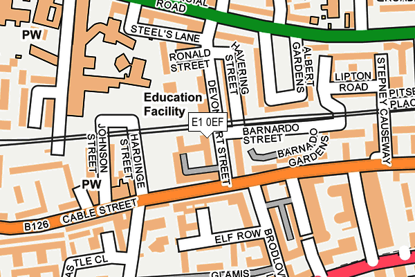 E1 0EF map - OS OpenMap – Local (Ordnance Survey)