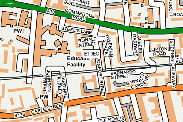 E1 0EG map - OS OpenMap – Local (Ordnance Survey)