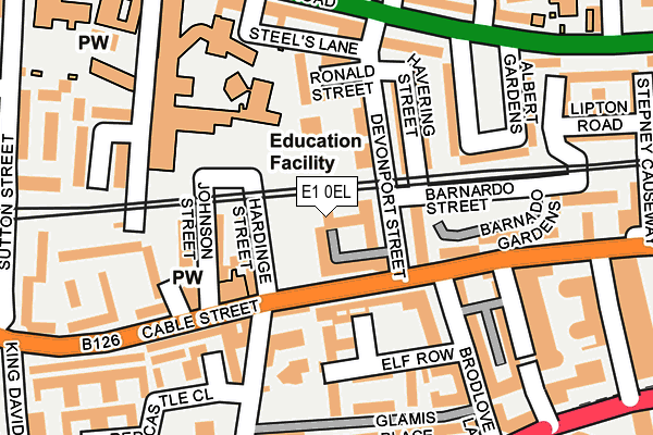 E1 0EL map - OS OpenMap – Local (Ordnance Survey)