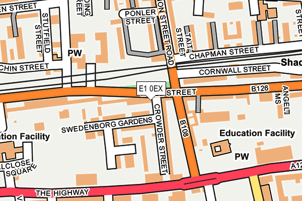 E1 0EX map - OS OpenMap – Local (Ordnance Survey)