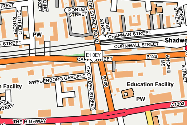 E1 0EY map - OS OpenMap – Local (Ordnance Survey)