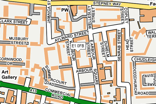 E1 0FB map - OS OpenMap – Local (Ordnance Survey)