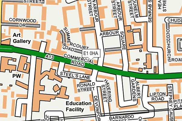 E1 0HA map - OS OpenMap – Local (Ordnance Survey)