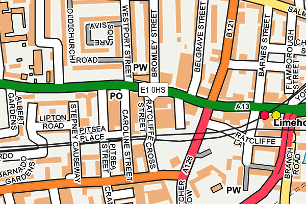 E1 0HS map - OS OpenMap – Local (Ordnance Survey)