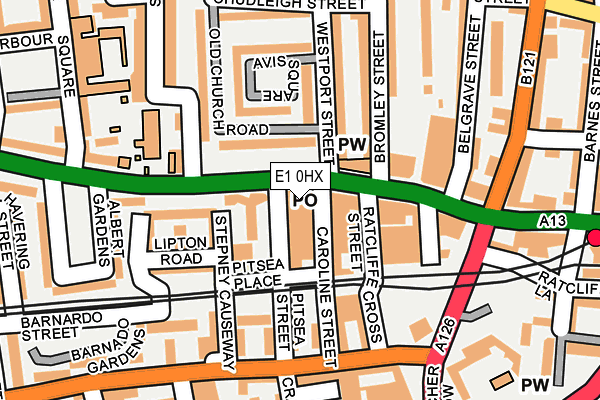 E1 0HX map - OS OpenMap – Local (Ordnance Survey)