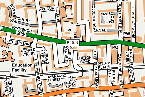 E1 0JN map - OS OpenMap – Local (Ordnance Survey)