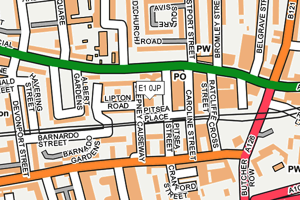 E1 0JP map - OS OpenMap – Local (Ordnance Survey)