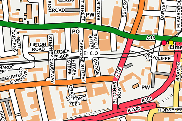 E1 0JQ map - OS OpenMap – Local (Ordnance Survey)
