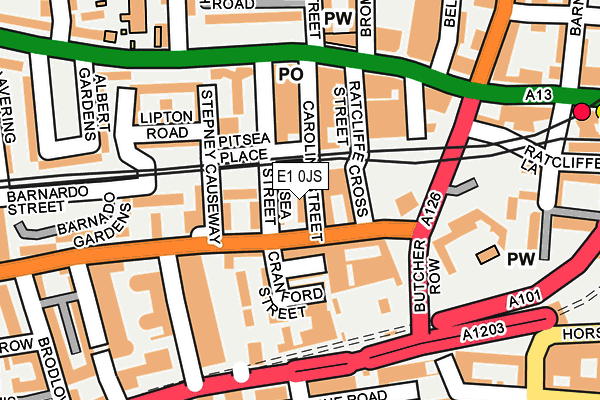 E1 0JS map - OS OpenMap – Local (Ordnance Survey)