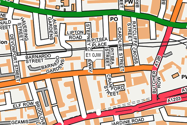 E1 0JW map - OS OpenMap – Local (Ordnance Survey)