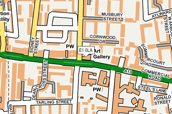 E1 0LA map - OS OpenMap – Local (Ordnance Survey)