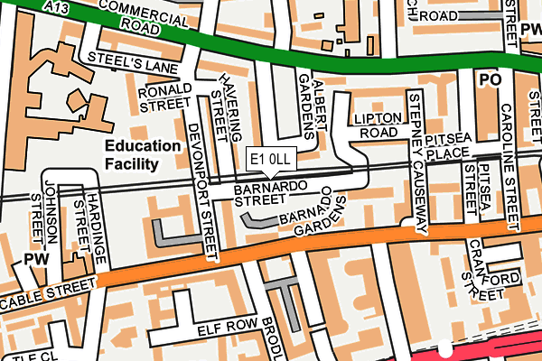 E1 0LL map - OS OpenMap – Local (Ordnance Survey)