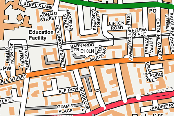 E1 0LN map - OS OpenMap – Local (Ordnance Survey)