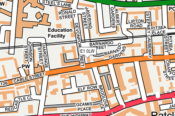 E1 0LW map - OS OpenMap – Local (Ordnance Survey)