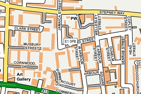 E1 0PB map - OS OpenMap – Local (Ordnance Survey)