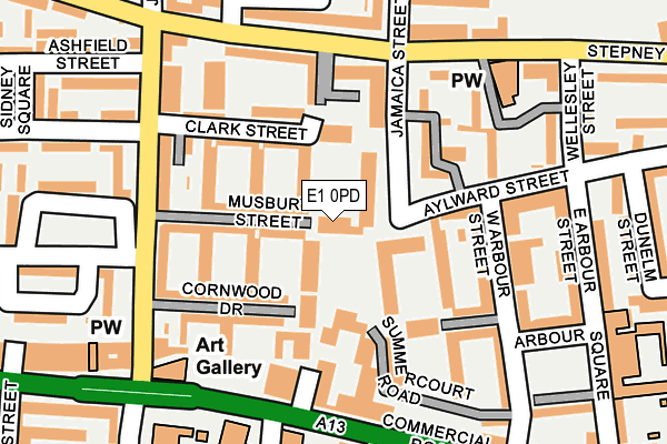 E1 0PD map - OS OpenMap – Local (Ordnance Survey)