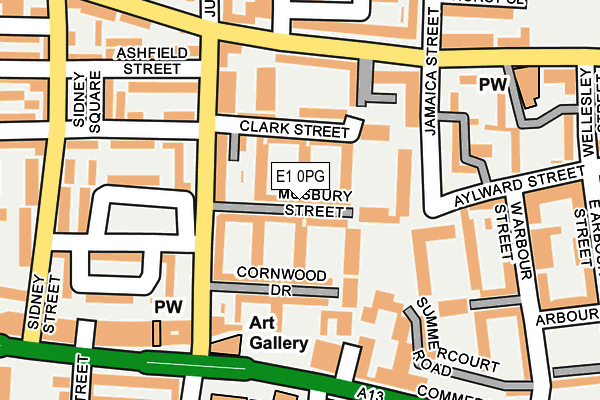 E1 0PG map - OS OpenMap – Local (Ordnance Survey)